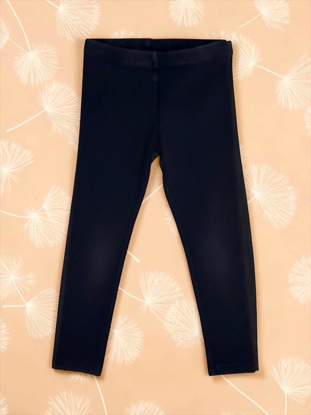 Tea Collection Girls Black Ribbed High‑Stretch Leggings • Size 5 • EUC